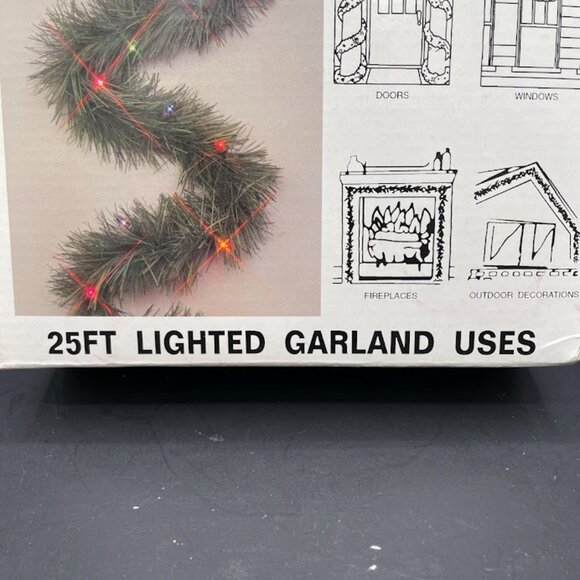 Merrybrite Lighted Garland 25ft Colored Lights Green Garland Christmas Holiday - Picture 4 of 6